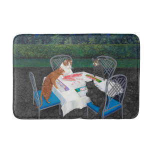 Tapis De Bain Chats jouant au Mahjong