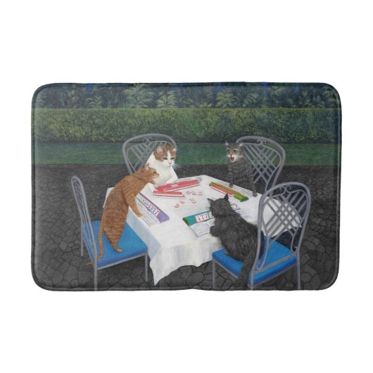 Tapis De Bain Chats jouant au Mahjong (Devant)