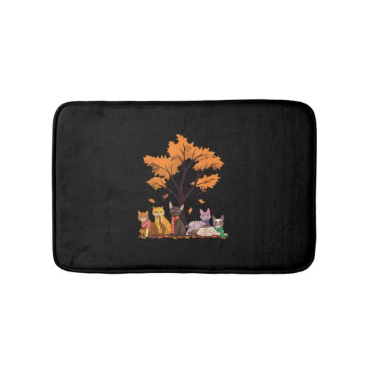Tapis De Bain Chats mignons Automne Saison d'automne Maple Leaf  (Devant)