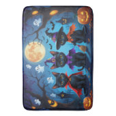 Tapis De Bain Chats noirs Citrouille Halloween Drôle (devant Vertical)