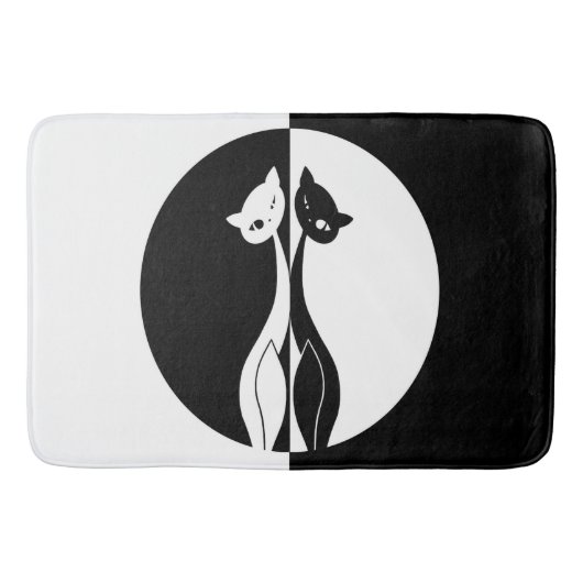 Tapis De Bain Chats noirs et blancs (Devant)