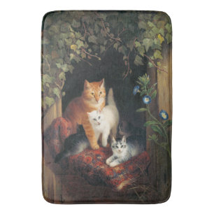 Tapis De Bain Chatte avec chatons (Art animalier)