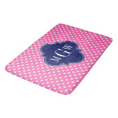 Tapis De Bain Chaud rose blanc Pois Quatrefoil 3 Monogramme (Angle)