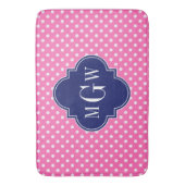 Tapis De Bain Chaud rose blanc Pois Quatrefoil 3 Monogramme (devant Vertical)
