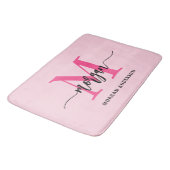 Tapis De Bain Chaud rose Monogramme Salle de dortoir pour fille (Angle)