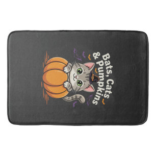 Tapis De Bain Chauves-souris de Halloween Chats et Citrouilles C