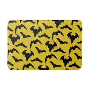 Tapis De Bain Chauves-souris jaunes et noires Halloween