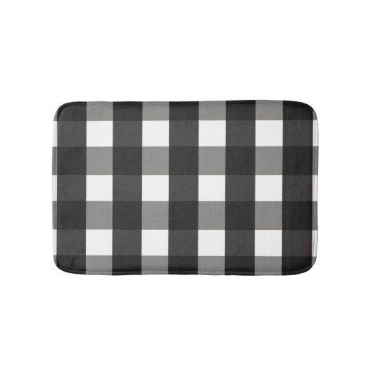 TAPIS DE BAIN CHECK DE GINGHAM NOIR ET BLANC (Devant)