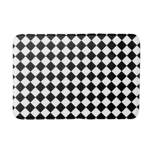 Tapis de bain Checkered noir et blanc de mousse (Devant)