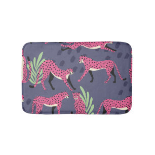 Tapis De Bain Cheetahs exotiques : motif vintage coloré.