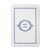 Tapis De Bain Chelsea Bleu et Blanc Monogramme Mat de bain (Devant (Vertical))