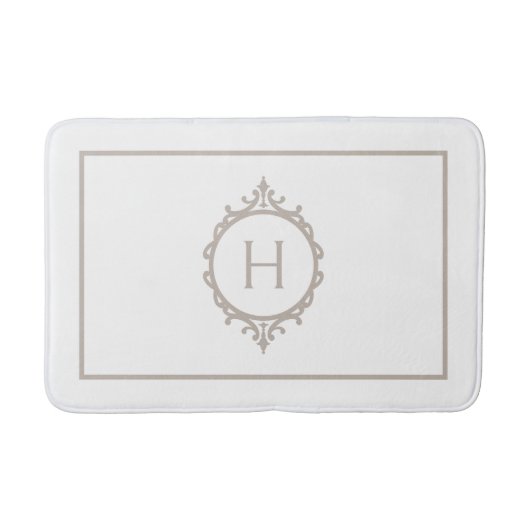 Tapis De Bain Chelsea Light Taupe et blanc Monogramme (Devant)