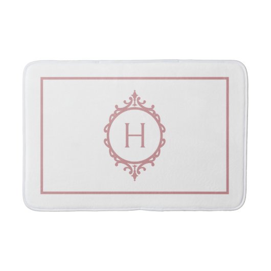 Tapis De Bain Chelsea rose Blush et blanc Monogramme (Devant)