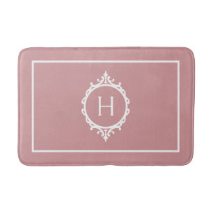 Tapis De Bain Chelsea rose Blush et blanc Monogramme