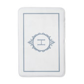Tapis De Bain Chelsea Stormy bleu et blanc Monogramme (Devant (Vertical))