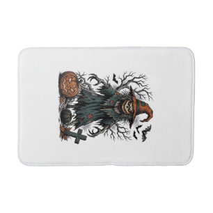 Tapis De Bain Chemise de citrouille d'Halloween Épouvantail Sorc