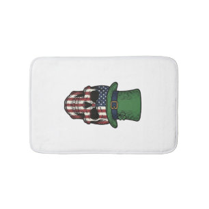 Tapis De Bain Chemise de gravure vintage crâne patriotique irlan