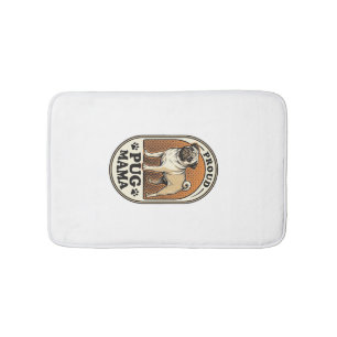 Tapis De Bain Chemise de maman Pug Gravure vintage amateur de ch