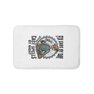 Tapis De Bain Chemise de sorcière mécanicienne Halloween vintage