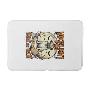 Tapis De Bain Chemise Halloween Pug avec Lune de gravure vintage