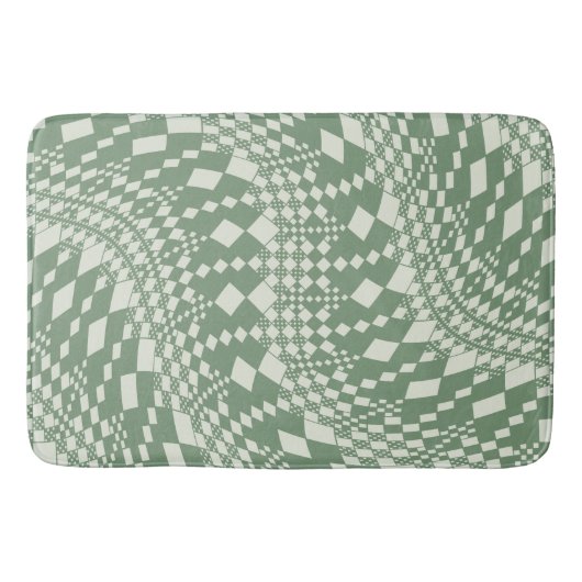 Tapis De Bain Chèques déformées en vert (Devant)
