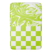 Tapis De Bain Chèques et permules en vert et blanc de chaux (devant Vertical)