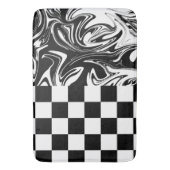 Tapis De Bain Chèques et tourbillons - Noir et Blanc (devant Vertical)