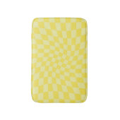 Tapis De Bain Chèques Retro Pastel Jaune en damier dépoli (Devant (Vertical))
