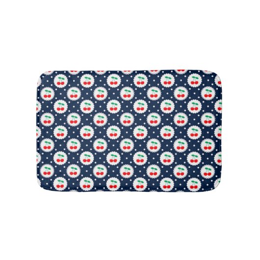 Tapis De Bain Cherry Dot Motif - Retro Fruit Cadeau & Décor (Devant)