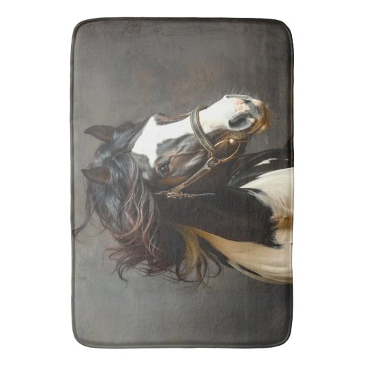 Tapis De Bain Cheval blanc Brown noir en course (devant Vertical)