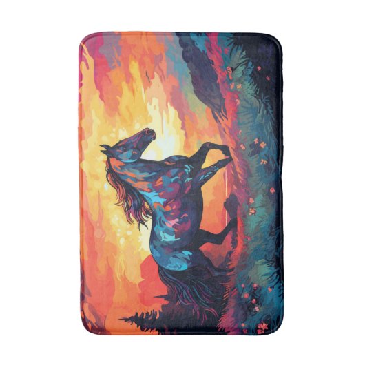 Tapis De Bain Cheval En Course Sur Le Terrain Art Abstrait Cheva (Devant (Vertical))