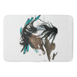 Tapis De Bain Cheval majestueux de Pinto de turquoise par Bihrle