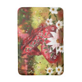 Tapis De Bain Cheval marguerrier Art Abstrait Rouge Blanc Vert F (Devant (Vertical))