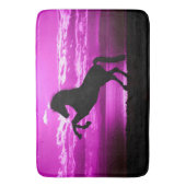 Tapis De Bain Cheval noir Ciel pourpre et eau (devant Vertical)