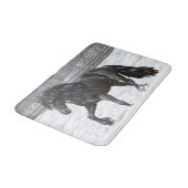 Tapis De Bain Cheval Noir Friésien En Neige (Angle)