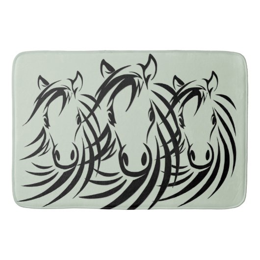 Tapis De Bain Cheval noir Têtes vert (Devant)