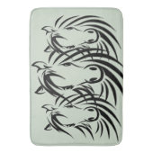 Tapis De Bain Cheval noir Têtes vert (devant Vertical)