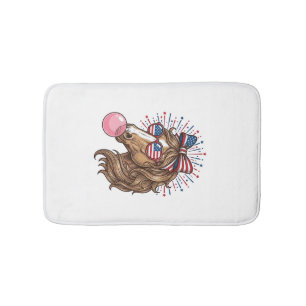 Tapis De Bain Cheval Patriotique Bubble Gum Vintage Vector T-Shi