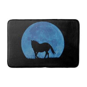 Tapis De Bain Cheval surréaliste et lune
