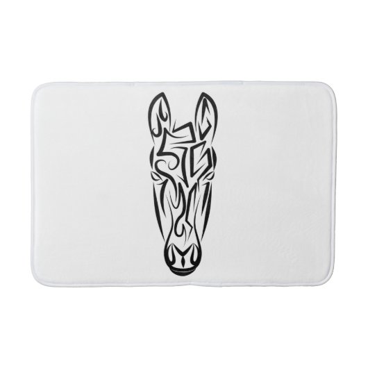 Tapis De Bain Cheval tribal noir et blanc (Devant)