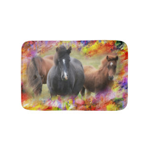 Tapis De Bain Chevaux colorés