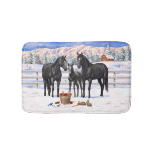 Tapis De Bain Chevaux Du Quartier Noir En Neige