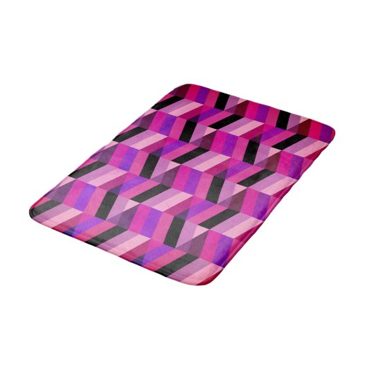 Tapis De Bain Chevron Abstrait/Herringbone | Purples et violets (Angle)