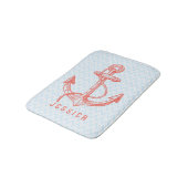 Tapis De Bain Chevron Blanc et Bleu avec Ancre nautique (Angle)