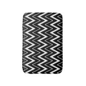 Tapis De Bain Chevron blanc noir rayé (Devant (Vertical))