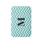 Tapis De Bain Chevron bleu avec monogramme (Devant (Vertical))