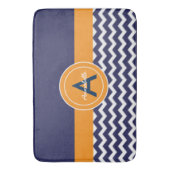 Tapis De Bain Chevron bleu foncé orange (devant Vertical)