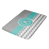 Tapis De Bain Chevron Gris Sarcelle (Angle)