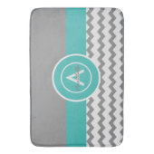 Tapis De Bain Chevron Gris Sarcelle (devant Vertical)