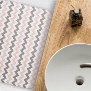 Tapis De Bain Chevron moderne rose et gris